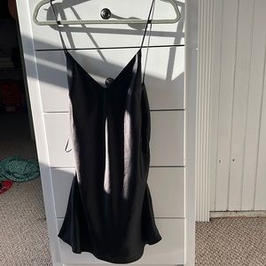 Black satin slip dress